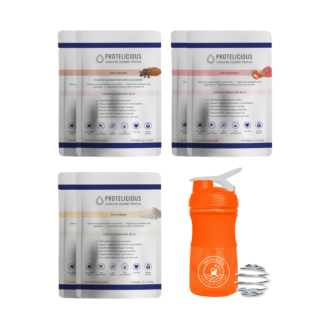 Gourmet Whey Protein – Mixed Sample Pack | 6 x 25g Single Serve portions